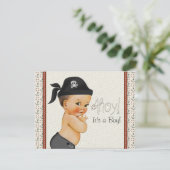 Little Pirate Baby Dusche Einladung (Stehend Vorderseite)