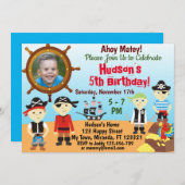 Little Pirate Boys zum Geburtstag Einladung (Vorne/Hinten)