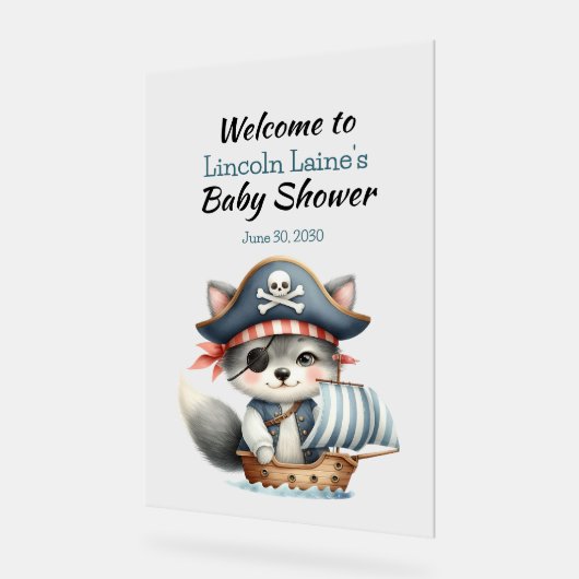 Little Pirate Cat Baby Boy Dusche Acrylschild (Winkel)