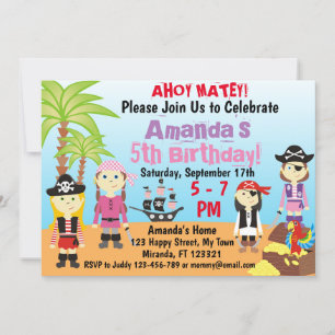 Little Pirate Girl Boys zum Geburtstag Einladung