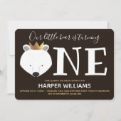 Little Polar Bear Kronen ein Tier ersten Geburtsta Einladung (Vorderseite)