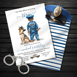 LIttle Police Officer Geburtstagspartei Einladung