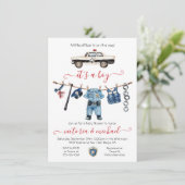 LIttle Police Officer Kinderdusche Einladung (Stehend Vorderseite)