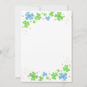 Little Pot of Gold Blue Green Kleeblatt Baby Dusch Einladung (Rückseite)