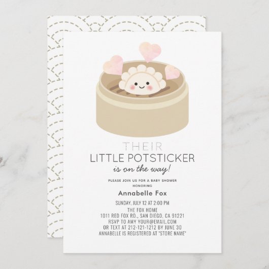 Little Potsticker Baby Shower Einladung (Vorne/Hinten)