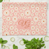 Little Powder Pink Blume Monogram Küchentuch (Gefaltet)