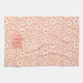 Little Powder Pink Blume Monogram Küchentuch (Horizontal)
