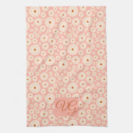 Little Powder Pink Blume Monogram Küchentuch