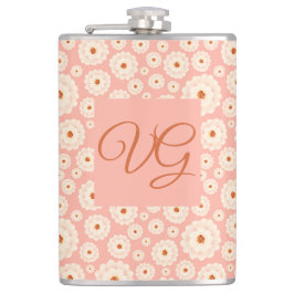 Little Powder Pink Blume Monogramm Flachmann