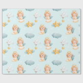 Little Praying Angel Girl Blue Geschenkpapier (Flach)