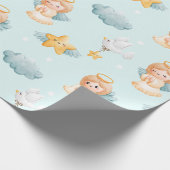 Little Praying Angel Girl Blue Geschenkpapier (Ecke)