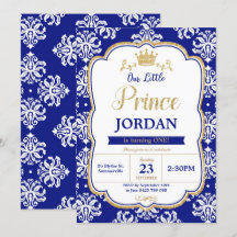 Little Prince 1. Geburtstag Royal Blue Damask Boy