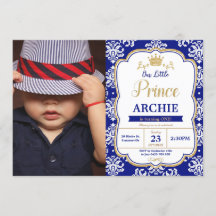 Little Prince 1. Geburtstag Royal Blue Damask Foto