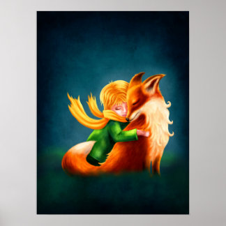 Little Prince and Fox. Kinderzimmer Art Illustrati Poster