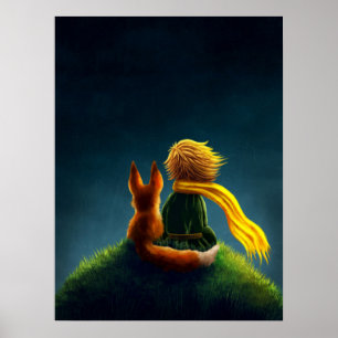 Little Prince and Fox. Kinderzimmer Art Illustrati Poster