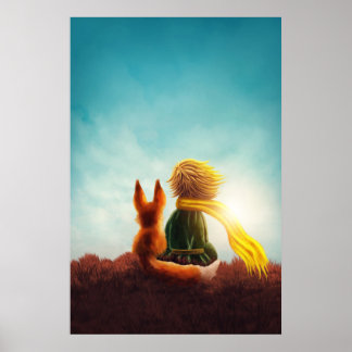 Little Prince and Fox. Kinderzimmer Art Illustrati Poster