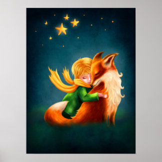 Little Prince and Fox. Kinderzimmer Art Illustrati Poster