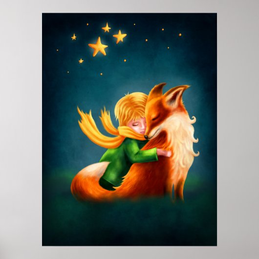 Little Prince and Fox. Kinderzimmer Art Illustrati Poster (Vorne)