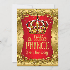 Little Prince auf seinem Weg Baby Duwer Gold Red Einladung