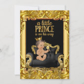Little Prince auf Throne Baby Shower Brünett Baby Einladung (Vorderseite)