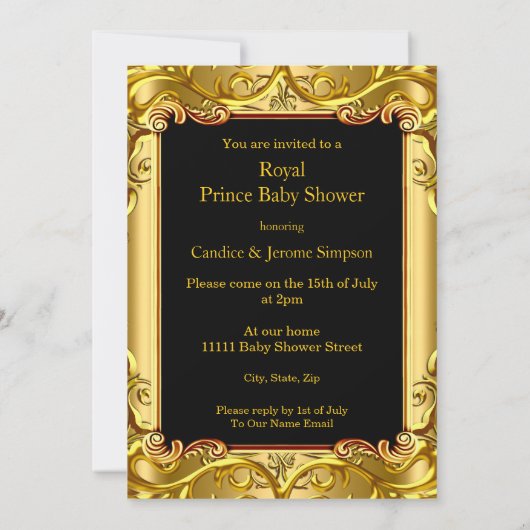 Little Prince auf Throne Baby Shower Ethnic Einladung (Rückseite)