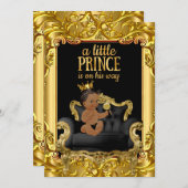 Little Prince auf Throne Baby Shower Ethnic Einladung (Vorne/Hinten)