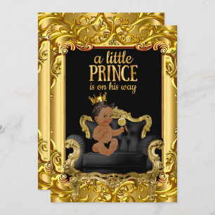 Little Prince auf Throne Baby Shower Ethnic Einladung