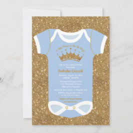 Little Prince Baby Blue & Royal Gold Baby Dusche Einladung