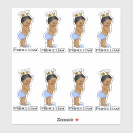 Little Prince Baby Boy Blue Gold Crown Ethnic Aufkleber