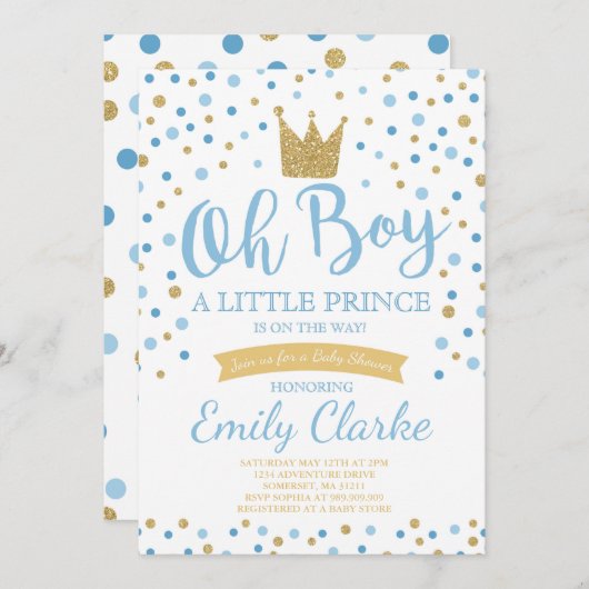 Little Prince Baby Dusche Einladung Royal Dusche (Vorne/Hinten)