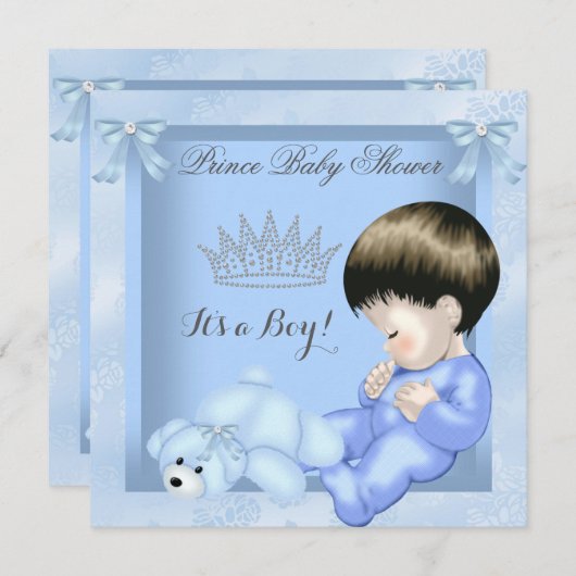 Little Prince Baby Dusche Niedlich Boy Blue Toy 2 Einladung (Vorne/Hinten)