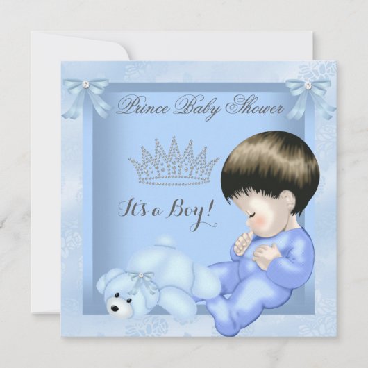 Little Prince Baby Dusche Niedlich Boy Blue Toy 2 Einladung (Vorderseite)