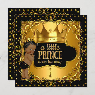 Little Prince Baby Duwer Gold Foil Crown Ethnic Einladung