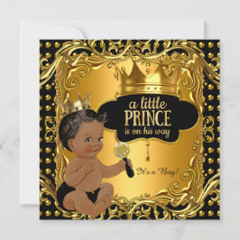 Little Prince Baby Duwer Gold Rattle Ethnic Einladung