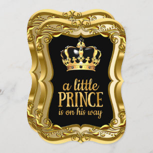 Little Prince Baby Shower Black Imitats Gold Foil Einladung