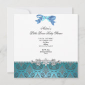 Little Prince Baby Shower Boy Aquamarin Blue Crown Einladung (Rückseite)