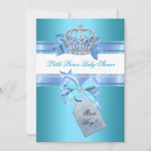 Little Prince Baby Shower Boy Aquamarin Blue Crown Einladung (Vorderseite)