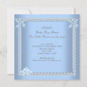 Little Prince Baby Shower Boy Blue Pearl A2 Einladung (Rückseite)
