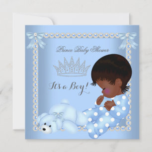 Little Prince Baby Shower Boy Blue Pearl A2 Einladung