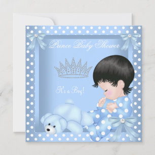 Little Prince Baby Shower Boy Blue Polka Punkt 2 Einladung