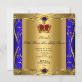 Little Prince Baby Shower Boy Blue Red Crown Einladung (Rückseite)