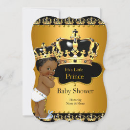 Little Prince Baby Shower Boy Crown Ethnic Einladung