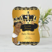 Little Prince Baby Shower Boy Crown Ethnic Einladung (Stehend Vorderseite)