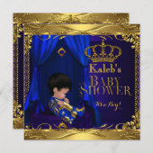 Little Prince Baby Shower Boy Regal Blue Crown 5a Einladung (Vorne/Hinten)