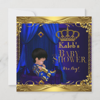 Little Prince Baby Shower Boy Regal Blue Crown 5a Einladung