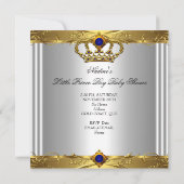 Little Prince Baby Shower Boy Regal Blue Crown 8 Einladung (Rückseite)
