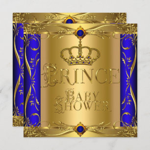 Little Prince Baby Shower Boy Regal Blue Crown 9 Einladung