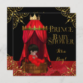 Little Prince Baby Shower Boy Regal Red Crown 2 Einladung (Vorne/Hinten)