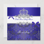 Little Prince Baby Shower Boy Royal Blue Crown Einladung (Vorderseite)