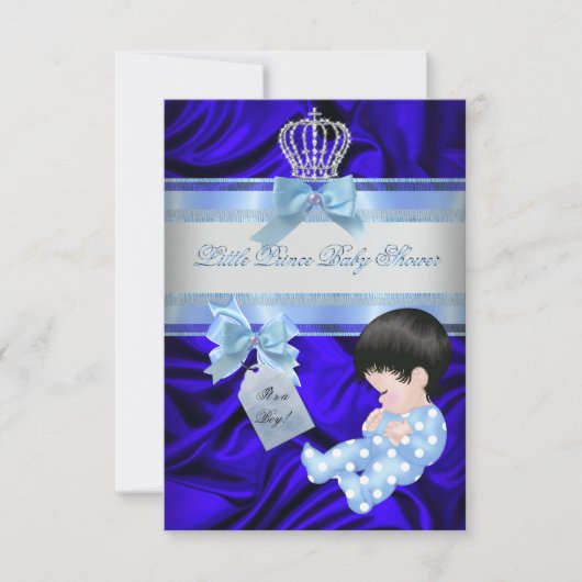 Little Prince Baby Shower Boy Royal Blue Einladung (Vorderseite)